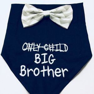 Big Brother Gender Reveal Dog Bandana with bow tie